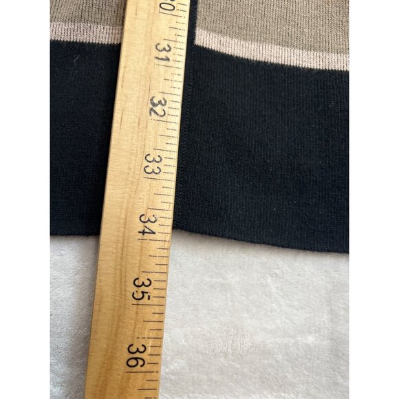 Chicos Cardigan Womens Medium Black Tan Red Striped Longline Open Front - Picture 6 of 6